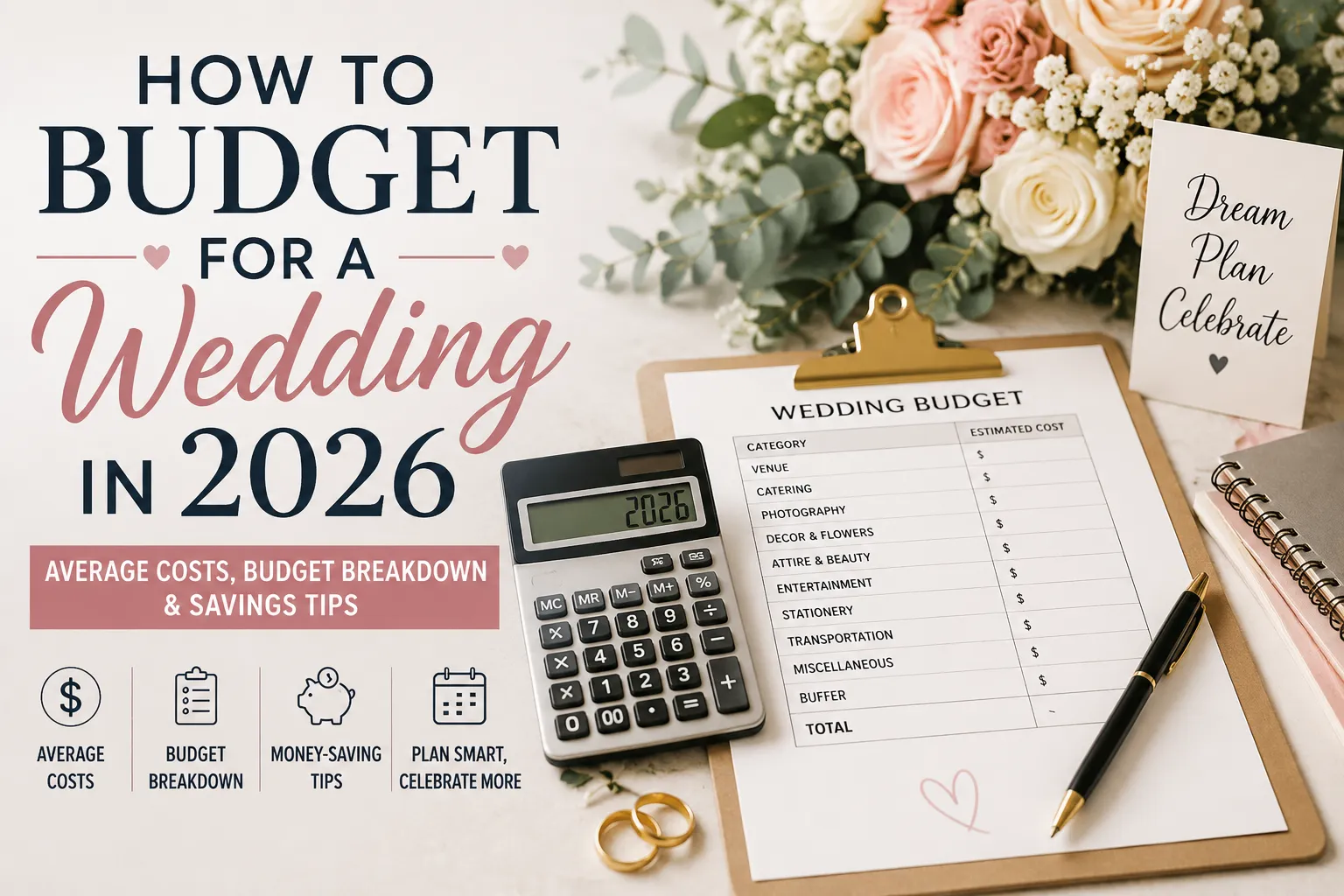 How to Budget for a Wedding in 2026: Average Costs, Budget Breakdown & Savings Tips