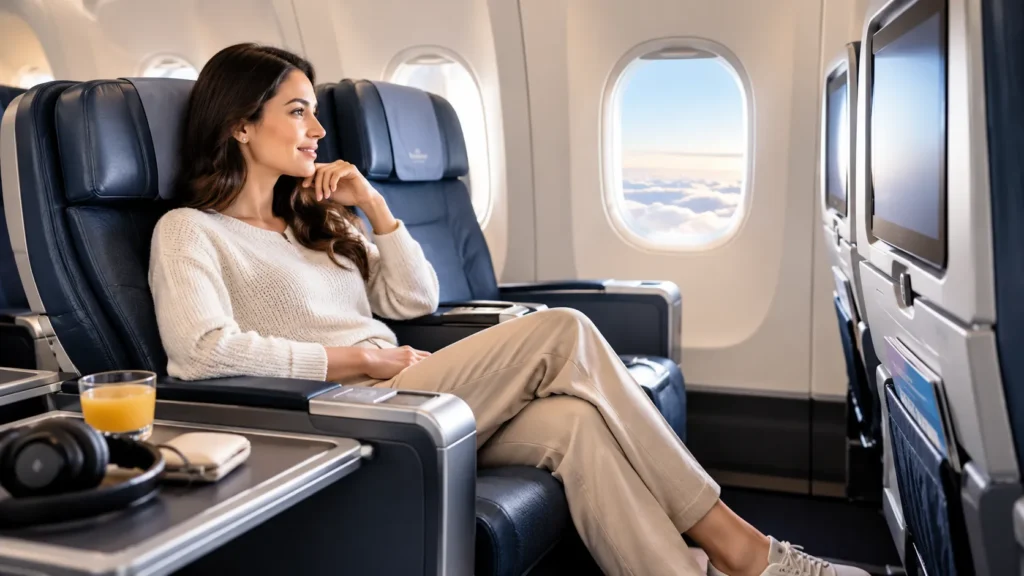 Premium economy seating for comfortable long-haul flights